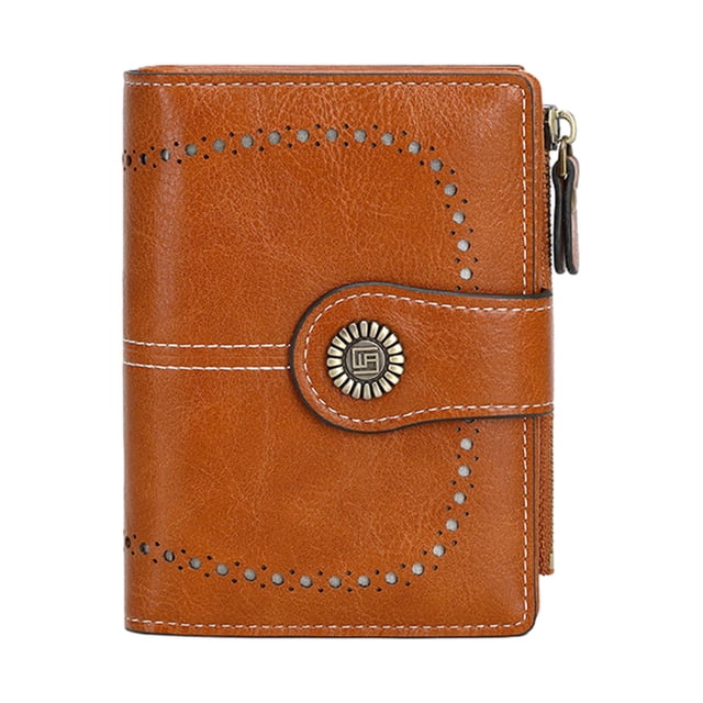 Esquirla Petit Portefeuille Multifonction Pliable Portefeuille Court pour Magasinage de Rue Femmes Brun