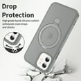 thumbnail image 2 of Magnetic Matte Phone Case with Ring Kickstand for iPhone 15 Pro (6.1"), Compatible with MagSafe and Magnetic Car Mount/Power Bank, Anti-Scratch, Protective Translucent Back Cover, Gray, 2 of 6