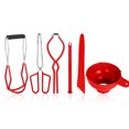 thumbnail image 5 of nipocaio 6 Pcs/Set Kit de Mise en Conserve Pinces à Nourriture Clé à Bocaux Multifonctions Outils de Cuisine Antidérapants (Rouge), 5 of 5