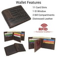 thumbnail image 2 of Distressed Vintage Leather Patriot American Flag Wallet -GOD BLESS AMERICA RFID Blocking Leather US Flag Men's Bifold Western Style Wallet Brown, 2 of 6