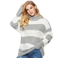 thumbnail image 4 of Womens Loose Fit Turtle Neck Stripe Sweaters, 4 of 4