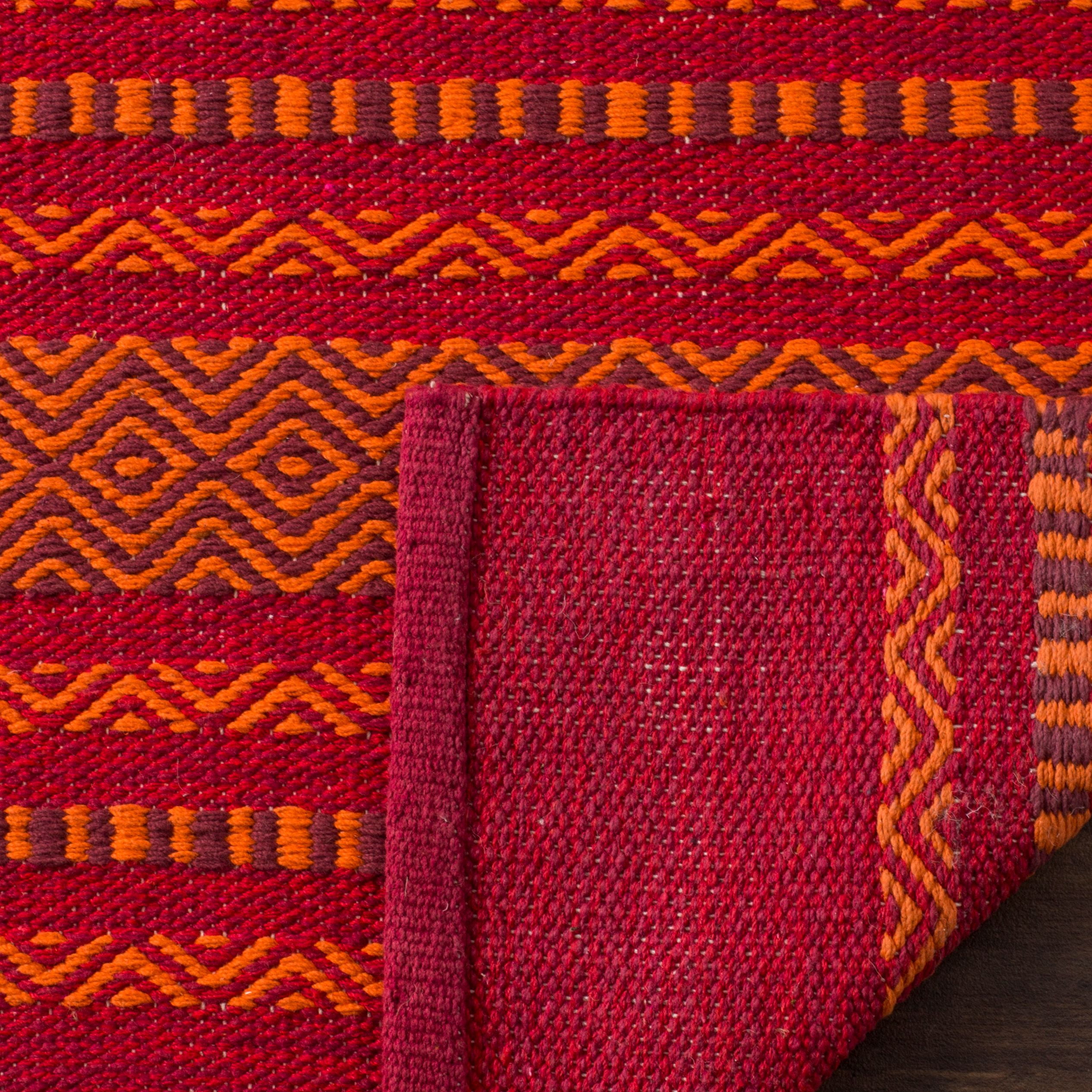 SAFAVIEH Montauk Ben Striped Soft Braided Cotton Area Rug, Orange/Red, 9' x 12'