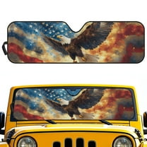Jeiento Eagle Flag Foldable Windshield Sun Shade Compatible with Jeep Wrangler Sun Shade fit for Jeep Wrangler JL JLU 2018-2025 / Jeep Gladiator 2020-2025 ,Keep Car Interior Cooler