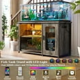 thumbnail image 2 of Aheaplus 55-75 Gallon Aquarium Stand with Power Outlets & LED Light, Reversible Fish Tank Stand with Cabinet for Fish Tank Accessories Storage, Heavy Duty Metal Frame, 880LBS Capacity, Gray Oak, 2 of 7