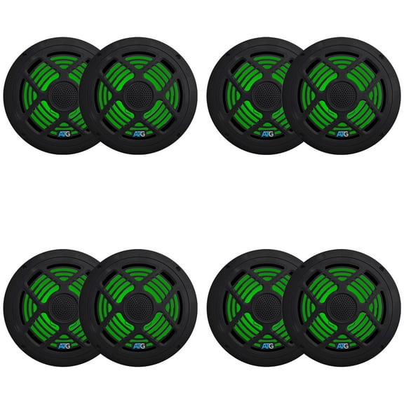 8 Inch Black RGB LED Marine Speakers (4) Pair ATG8MRGB-B