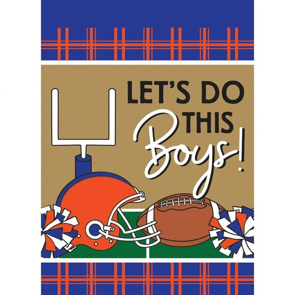 Magnolia Gardens M010083 13 x 18 in. Double Applique Football In Florida Blue & Orange Polyester Garden Flag