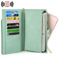 thumbnail image 5 of UTO Wallets for Women Vegan Leather RFID Blocking Trifold Purse Card Holder Ladies Clutch Phone Wristlet(Green), 5 of 7