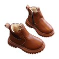 thumbnail image 5 of Non Slip Shoes, Kid's Boots, Girls Ankle Boots Kids Chelsea Booties Side Zipper Comfortable Slip On Lug Sole Low Heel Fall Boot Fur Lined Warm Winter Shoes for Toddler Little Kid, Brown US-1Y/EU-30, 5 of 5