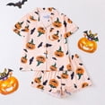 thumbnail image 2 of Wutalume Women's Casual Fashion Halloween Printed Short Sleeve Pajama Set, Spooky Theme Home Wear Loungewear Outfit,Yellow S, 2 of 3