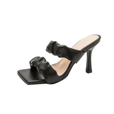 

Womens Shoes Fashion Solid Color Minimalistic Square Head Pleated Heel Sandals Slippers Flip Flop Open Toe Slide Sandals Comfortable Flats Flip-Flops Casual Platforms Heeled Wedge Sandals A723