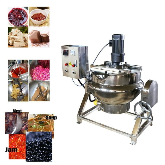 INTBUYING Electric Jacketed Kettle 50L 13.2 Gallon Capacity Stainless Steel Silver 220V