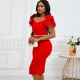 thumbnail image 3 of AURA Plus Size Elegant V Neck 3D Flower Banquet Midi Dress High Waist Bodycon African Party Dress with Belt, 3 of 10