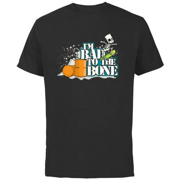 The Simpsons Bart Simpson Iām Bad to the Bone Skateboard - Short Sleeve Cotton T-Shirt for Adults - Customized-Black