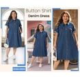 thumbnail image 3 of Agnes Orinda Women's Plus Size Denim Dresses Button Down Lapel Short Sleeve Midi Summer Casual Denim Jean Shirt Dress with Pockets 2X Blue, 3 of 8