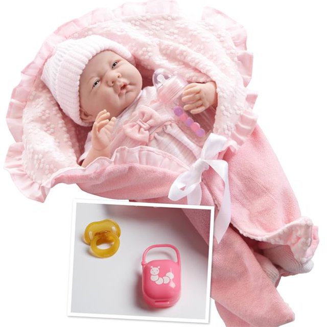 Poupée Bébé Corps Souple 15,5 Po. Ensemble Cadeau Layette Rose Deluxe
