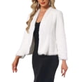 thumbnail image 4 of INSPIRE CHIC Faux Fur Cropped Jacket for Women Casual Long Sleeve Winter Coat Shaggy Warm Outerwear XS White, 4 of 6