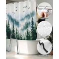 thumbnail image 5 of Split Shower Curtain for Transfer Bench, Ink Green Forest Fabric Shower Curtains for Bathroom, Watercolor Modern Mountain Tub Sliding Transfer Bench Waterproof Bath Curtains 72"x78", 5 of 9