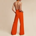 thumbnail image 7 of GILIGEGE Sleeveless Jumpsuit Wrapped V Neck Elegant for Womens Halter Dressy Casual Wide Leg Pant 2025 One Piece Romper Outfits Women's Sleeveless Deep V Halter Neck Backless Waist Jumpsuit Orange L, 7 of 7