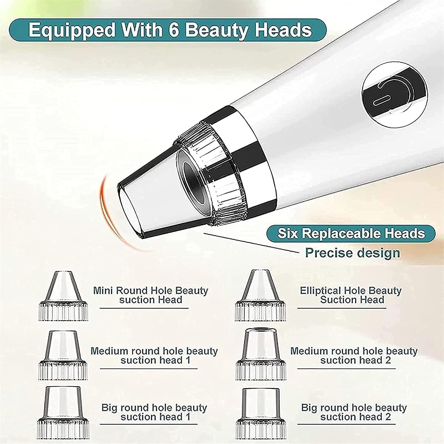 Beauty Device for Skin Blackhead Remover Vacuum Professional Pore Cleaner, Electric Acne Pimple Remover Facial Beauty, USB Charging and LED Display, Safety 5 Gears Adjustable Beauty (White)