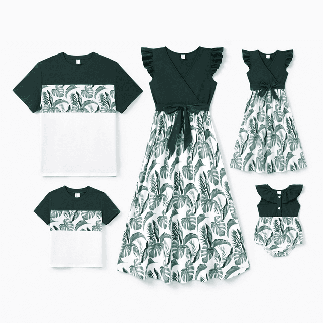 PatPat Robes pour Femmes Été Décontractées Robe d'Été à Empiècements Col à Revers Manches Volantées Midi Ceinturée Robes de Vacances