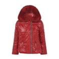 thumbnail image 4 of Olyvenn Women Winter Warm Thicken Puffer Down Jacket Thick Slim Flash Coat Down Outdoor Faux Fur Collar Hood Parka Short Slim Jacket Red M, 4 of 8
