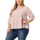 thumbnail image 4 of Blusa Babydoll de Talla Grande para Mujer Agnes Orinda con Cuello Cuadrado y Manga 3/4 en Color Rosa 4X, 4 of 6