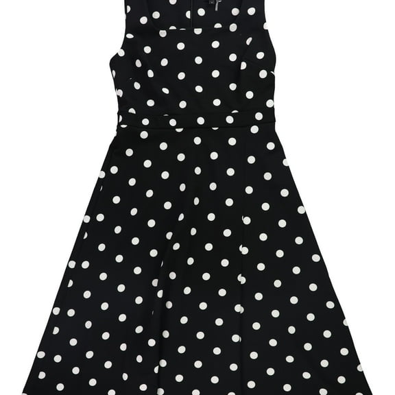 DKNY Womens Polka dot A-line Dress, Black, 8