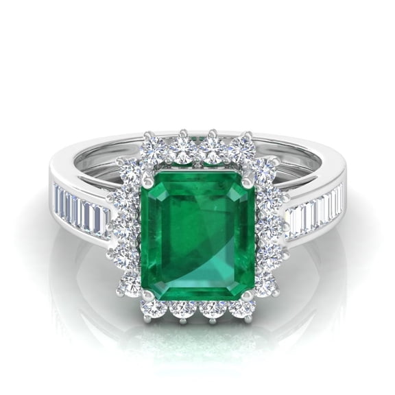 Solid 18Kt Gold SI Clarity HI Color Diamond Emerald Gemstone Cocktail Ring