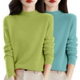 thumbnail image 2 of Chandail à Col Rond pour Femmes, Automne et Hiver, 2 Pcs, Couleur Unie, Doux et Confortable, 2 of 4