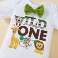 thumbnail image 4 of WISWELL Baby Kids Birthday Giraffe Romper Outfits Infant Boy Wild One Gentleman Bodysuit Cake Smash Party Clothes (Multicolor,12-18 Months), 4 of 8