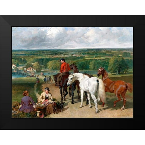 Herring, John Frederick 14x12 Black Modern Framed Museum Art Print Titled - Exercising the Royal Horses