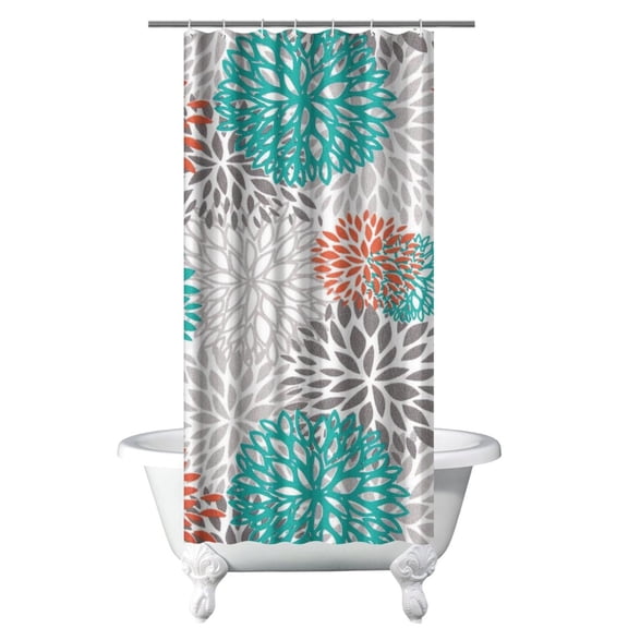 Small Stall Narrow Shower Curtain 36"W x 72"L – Tropical Bohemian Leaves, Mid-Century Abstract Boho Botanical Bathroom Decor, Vintage Floral Palm Leaf Pattern, Rustic Tribal Folk Style