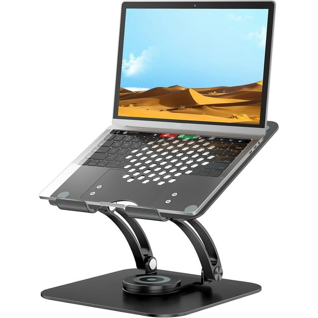 Support Pivotant pour Ordinateur Portable pour Bureau Support Ergonomique pour Ordinateur Portable avec Base Rotative à 360° Support d'Ordinateur Réglable Rehausseur Compatible avec Air Pro Tous Ordinateurs Portables 10-16,-Gris
