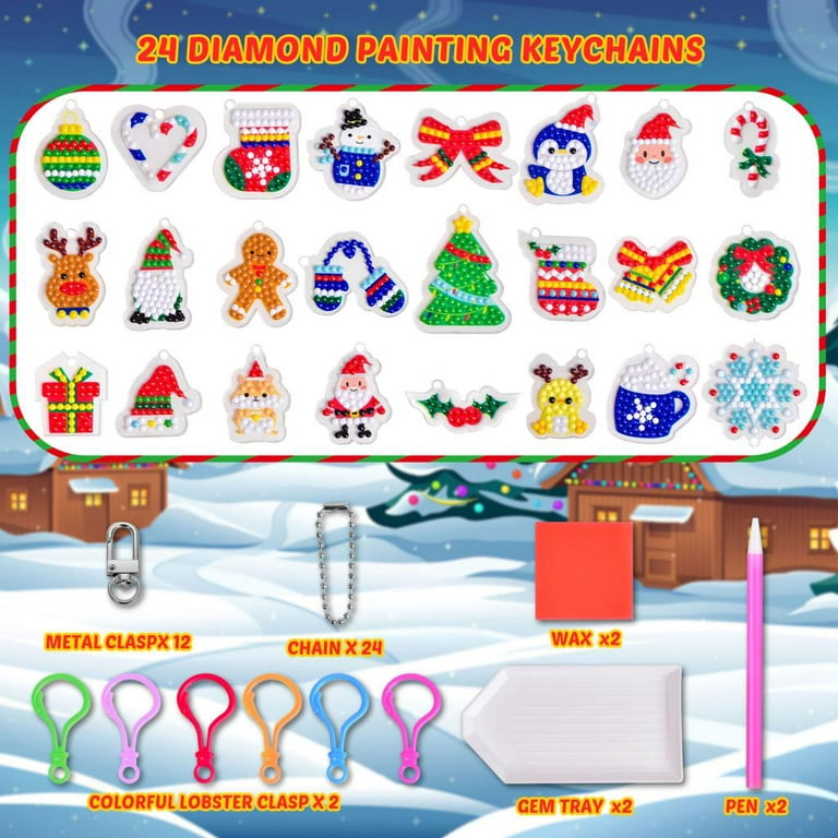 Fun Little Toys Christmas Diamond Art Advent Calendar 2023 - Clasp Keychains