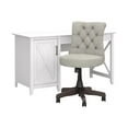 thumbnail image 1 of Bush Furniture 54W Computer Desk with Storage and Mid Back Tufted Office Chair Pure White Oak, 1 of 9