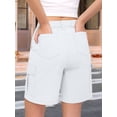 thumbnail image 6 of Women'S Cargo Denim Shorts Knee Length with 6 Pockets Summer Casual Elastic Waist Jorts White 4XL, 6 of 7