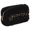 thumbnail image 1 of Bolso de maquillaje portátil con letras de chenilla, felpa con parches de letras de chenilla para mujer, 1 of 9