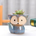 thumbnail image 2 of golytefs Fox Ceramic Succulent Pot Bonsai Container Resin with Drain Hole for Home Office, 2 of 9