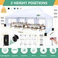 thumbnail image 4 of COBIZI 10x30 Pop Up Canopy Tent with 8 Sidewalls, Waterproof 2000mm+ UPF 50+ Instant Outdoor Gazebo, Ez Setup for Party, Wedding, Trade Show, Includes Roller Bag, Sandbags & Stakes, White, 4 of 8