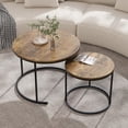 thumbnail image 3 of Ensemble de 2 Tables Basses Rondes Gigognes, Table Basse Ronde pour Salon, Tables Gigognes Gain de Place, 3 of 6