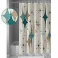 thumbnail image 3 of Green Brown Geometric Bohemian Shower Curtain for Bathroom, Mid Century Vintage Waterproof Shower Curtains Washable Quick Dry with Hooks Bathtub Curtains 36x72 IN, 3 of 7