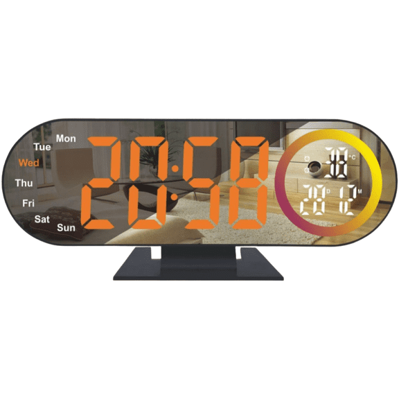 HIKVEX Led Projection Alarm Clock with Temperature Display Multicolor Night Light Cheng Guang Routine