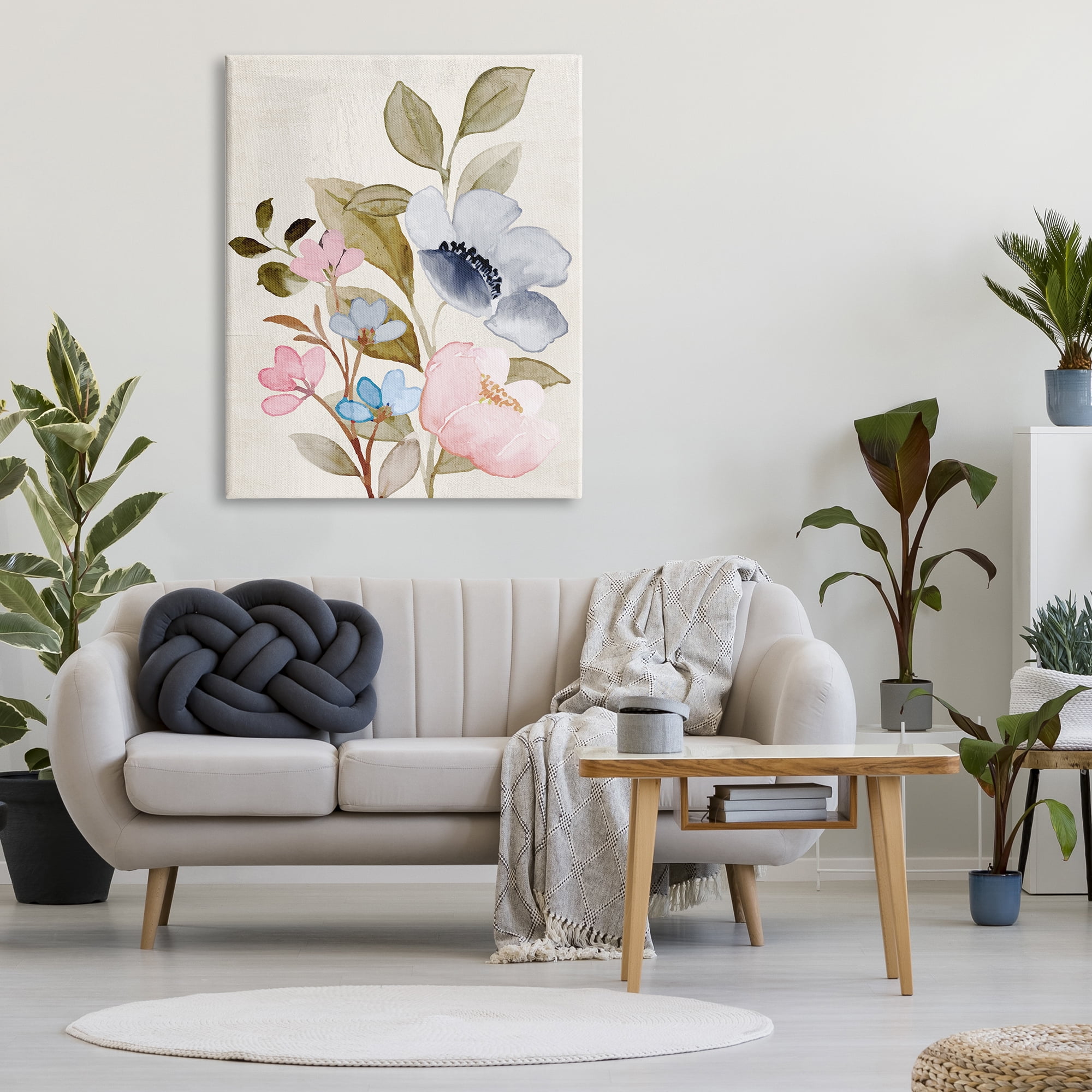Stupell Industries Soft Cottage Florals Botanical & Floral Painting Gallery Wrapped Canvas Art Print Wall Art, 36 x 48