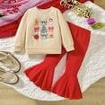thumbnail image 2 of Gubotare Christmas Dress Baby Girl Outfit Girls Clothing Set 2 Pcs Soft Crewneck Long Sleeve Top+Leggings Loose Outfits 5t 6t (Red,5-6 Years), 2 of 6