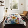 thumbnail image 4 of Hummingbird Tapestry for Bedroom Wall Hanging Tapestry, Spring Vintage Oil Painting Sunflowers Beige Ceiling Backdrop Tapestries Poster Blanket Wall Decor for Teens Room Living Room Dorm 59" x 90", 4 of 8