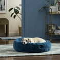 thumbnail image 3 of NICOLE MILLER NEW YORK PET Ellie Fuzzy Solid Donut Pet Bed, Plush, Cozy & Calming, Water Repellent, Non-Slip Bottom, 100% Machine Washable, Burgundy Rose, Medium 28"x28"x7" Round, 3 of 13