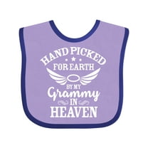 Inktastic Handpicked for Earth by My Grammy in Heaven with Angel Wings Boys or Girls Baby Bib