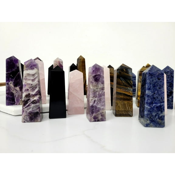 NATURAL CRYSTAL TOWER POINTS POLISHED GENERATOR OBELISK STONE WAND FOR HEALING