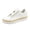 White, variant on Willtoo Womens Faux Leather Platform Lace Up Sneaker Low Top Chain Accent Fashion Footwear Smooth Solid Color Chunky Sole Daily Footwear