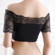 thumbnail image 4 of Sexy Mujeres Niñas Sin Costuras Smocked Crop Tank Top Fuera Del Hombro Envuelto Sin Tirantes Bra Tops1pcs-negro, 4 of 5